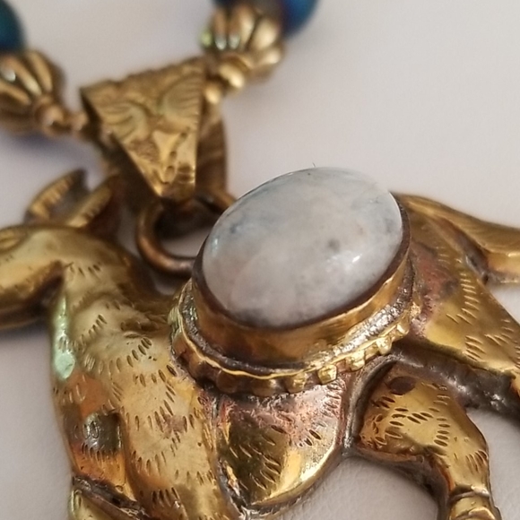 Hand Crafted Boho Tribal Moonstone Tibetan Rainbow Crystal Druzy Agate Necklace - Picture 5 of 16